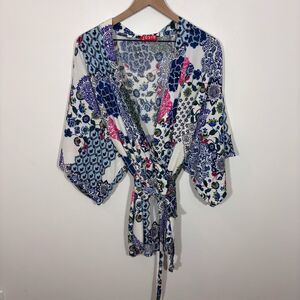 Josie by Natori Size Large Belt Tie Kimono Robe Mixed Patters
